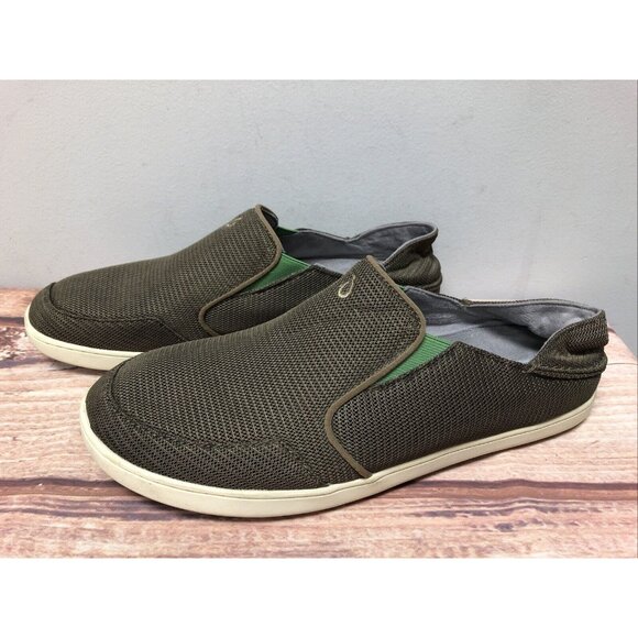 Olukai Nohea Mesh Khaki Green Slip On Sneakers Mens 13/46 (X9N) - Picture 1 of 10
